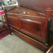 A 5ft mahogany headboard, missing knobs