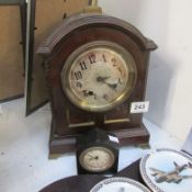 A bracket clock, a/f and a small ebony clock