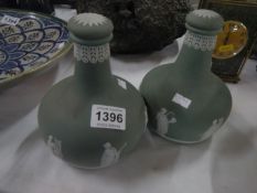 A pair of Wedgwood style decanters