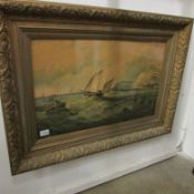 A large gilt framed and glazed seascape