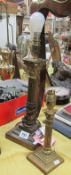 2 brass Corinthian column table lamp bases