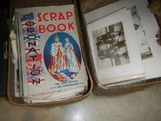 2 boxes of ephemera including scrap book, newspapers etc