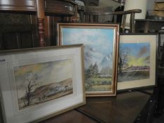 3 framed and glazed country scenes