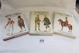 3 Blandford colour series books on Infantry and Cavalry uniforms
