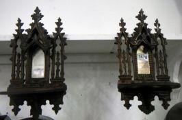 2 carved wood wall brackets