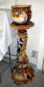 A Majolica jardiniere stand