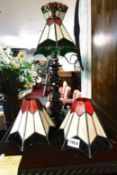 A table lamp Tiffany style shade and 2 spare shades