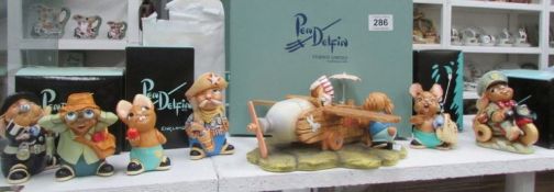 A Pendelfin aeroplane and 6 rabbits, all boxed