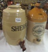 A stoneware sherry barrel and a stoneware Radford Hall, Leamington Brewery jar