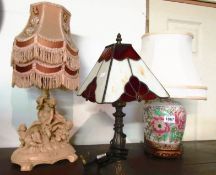 3 table lamps with shades