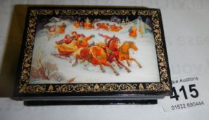 A lacquered box with sleighing scene