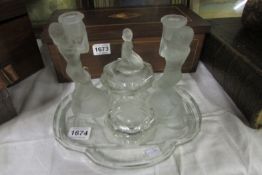 A glass dressing table set with nude decoration