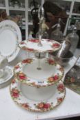A Royal Albert Old Country Roses 3 tier cake stand