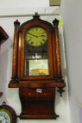 A Victorian inlaid drop dial wall clock