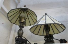 2 table lamps with Tiffany style shades (1 shade a/f)
