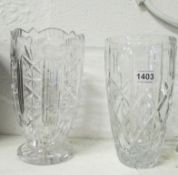 2 large cut glass vases