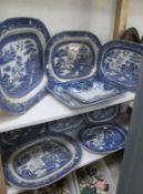 10 old blue and white meat platters (some a/f)