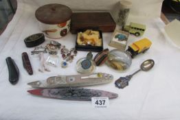 A mixed lot including die cast ships, jewellery etc