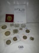 A mixed lot of silver collector's coins