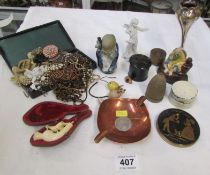 A mixed lot including figures, jewellery etc