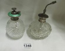 2 silver topped scent bottles