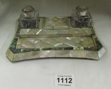 A Mother of pearl inkstand