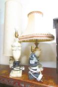 3 marble table lamps and one other