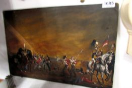 An oil painting 'Battle of Waterloo' signed Marshell 1845