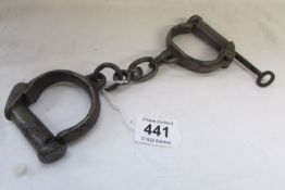 A pair of Victorian hand cuffs
