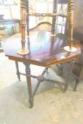 A rosewood inlaid octagonal table