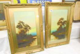 A pair of gilt framed watercolour country scenes