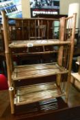 A folding bamboo bookcase