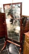 A Victorian mahogany cheval mirror