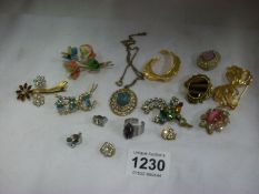 A mixed lot of brooches, pendant etc