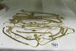 A mixed lot of yellow metal chains etc