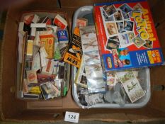 A box of old matchboxes, slides etc