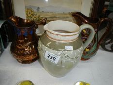 2 Lustre jugs and a French jug