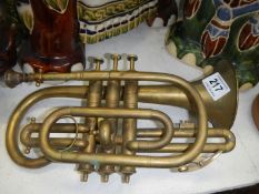 A brass trumpet