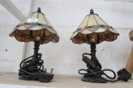 2 table lamps with Tiffany style shades
