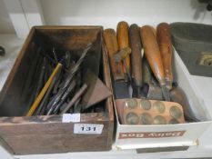 A mixed lot of old drills, chisels etc