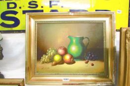 A gilt framed oil on board still life signed A Hicks