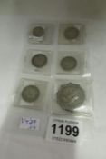 An 1887 silver crown in mount and 5 other pre 1900 coins