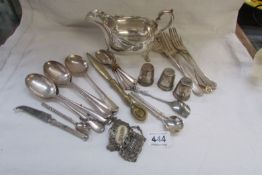 A silver plated gravy boat and quantity of EPNS