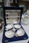 A good quality cased set of silver plate bowls
