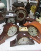 6 mantel clocks and a clock case