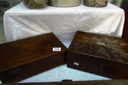 A mahogany writing box a/f and another box