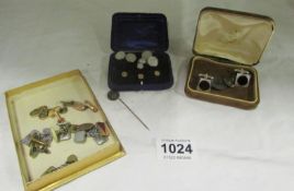 A mixed lot of cuff links, studs etc