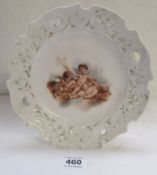 A Victorian cherub cabinet plate