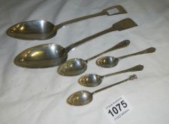 2 silver tablespoons and 4 other silver spoons