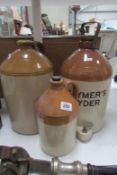 3 Stoneware brewery jars